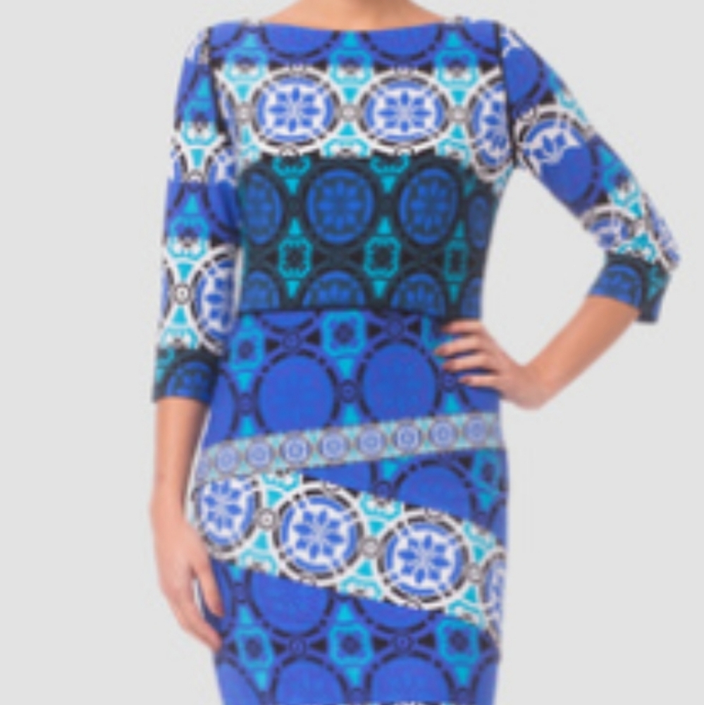 Blue Patterned Womens Dress